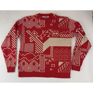 Vintage Lions Pride Sweater Made In‎ USA 2X Tall Grandpacore Geometric AOP Print